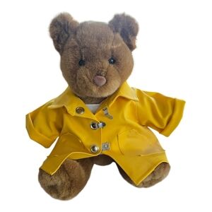 Vintage 90s Boyds Build A Bear Workshop Big 13inch Teddy Bear Yellow Raincoat